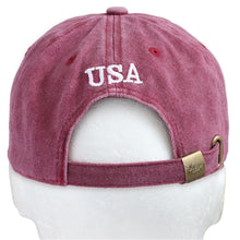 Load image into Gallery viewer, USA Flag Embroidered Baseball Cap - Burgundy