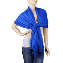 Load image into Gallery viewer, Women's Soft Solid Color Pashmina Shawl Wrap Scarf - Royal