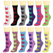Load image into Gallery viewer, 12-Pack Women's Crew Socks Leaves
