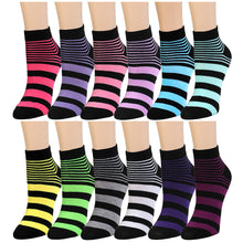 Load image into Gallery viewer, 12-Pack Striped Women's Ankle Socks