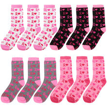 Load image into Gallery viewer, 12-Pack Women's Crew Socks Pink Ribbon &amp; Heart