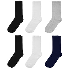 Load image into Gallery viewer, Falari Women Diabetic Socks Diabetes Edema and Circulatory Loose Fitting Cotton Crew Socks - 6 Pairs BK/GY/NY/WT
